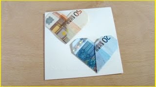 Geldschein falten Weihnachten Herz aus Geld falten DIY Geldgeschenke basteln [upl. by Bravar587]