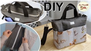 DIY Multi pockets tote bag  Zipper Shoulder Bag [upl. by Nadual]