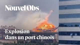 En Chine une puissante explosion pulvérise un porteconteneurs dans le port de NingboZhoushan [upl. by Schild388]