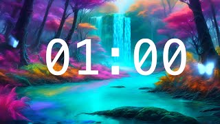 1 Minute Countdown Timer with Alarm  Fantasy Worlds Calming Music  Classroom Timers [upl. by Atinyl407]