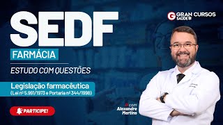 Concurso SEDF Farmácia Estudo com Questões  Legislação farmacêutica com Alexandre Martins [upl. by Ahgiel845]