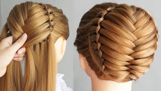 Braided Bun Hairstyle With Donut – New Easy Hairstyle Updo [upl. by Wollis]