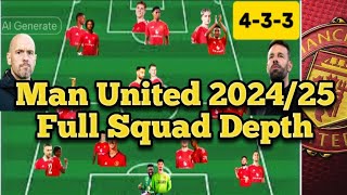 CONFIRMED✅Man United 202425 Squad depth with new signings manchesterunited zirkzee mazraoui [upl. by Zipah236]