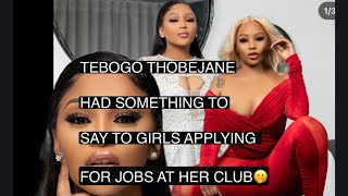 TEBOGO THOBEJANE HAD SOMETHING TO SAY TO PEOPLE APPLYING FOR JOBS AT HER CLUB [upl. by Cutlip]