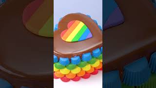 shorts Heart Shaped Rainbow Cake Decoration [upl. by Okiruy]