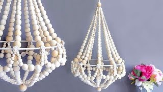 DIY  FABRIQUER UN LUSTRE DE PERLES EN BOIS [upl. by Odlanyer]