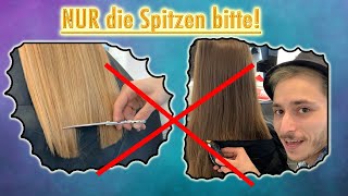 NUR Spitzen schneiden beim Friseur  Wenn der Friseur ZU VIEL abschneidet [upl. by Hsivat]