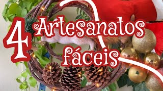 DIY FAÇA VOCÊ MESMO ARTESANATO DE NATAL 4 IDEIAS [upl. by Ninaj]