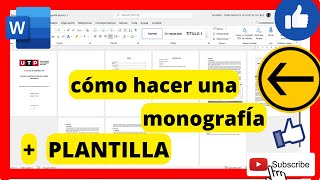 👨🏻‍💻Cómo hacer una MONOGRAFIA en word mas PLANTILLA [upl. by Ardnoik]