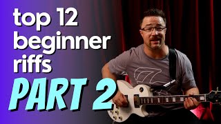 You need to play these 12 MORE beginner guitar riffs  WITH TAB [upl. by Airotkciv649]