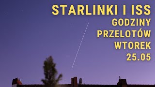 Satelity Starlink i ISS  godziny przelotów kosmicznego pociągu we wtorek 25 maja [upl. by Attenej385]