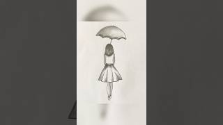 How to draw a girl with umbrella step by step  Easy drawing for girls step by step shorts drawing [upl. by Alleiram998]