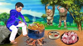 Jungle Mei Mutton Biryani Cooking Recipe Street Food Hindi Kahaniya Hindi Stories Moral Stories [upl. by Patrich]