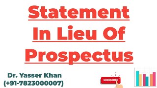 Statement In Lieu Of Prospectus [upl. by Duwad]