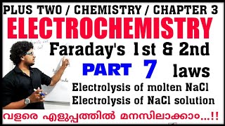 Plus Two Electrochemistry in malayalam  Faradays laws  Electrolysis of NaCl solution [upl. by Themis]