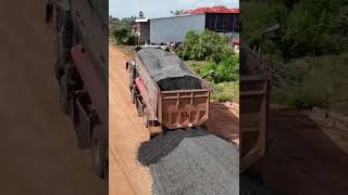 Dozers D41p pushed mixed stone M30 after dump truck 25t unloadling [upl. by Vanzant]