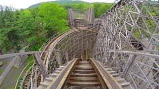 4K AWESOME Twister Roller Coaster Front Seat POV Knoebels Amusement Park [upl. by Ytsrik]