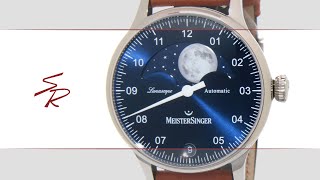 Meistersinger Lunascope Blue Silver Moon 40mm LS908 [upl. by Laekim]