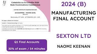 2024 SEXTON LTD MANUFACTURING FINAL ACCOUNT  LEAVING CERT ACCOUNTING [upl. by Hachmin]