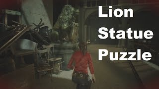 Resident Evil 2 Remake Claire 2nd Run  Lion Statue Puzzle [upl. by Annawt597]