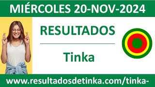 Resultado del sorteo Tinka del miercoles 20 de noviembre de 2024 [upl. by Aicella]