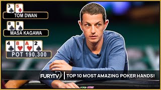 TOP 10 MOST AMAZING POKER HANDS EVER [upl. by Ahsiliw]