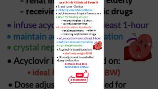 Antiviral drugs pharmacology acyclovir clinical pearls pharmacology made easy shorts [upl. by Eirojam]