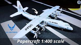 PAPERCRAFT C130J  US Air Force  The Rock 15736  1400 Scale [upl. by Romilly113]