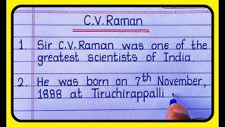 10 Lines On CV RAMAN In EnglishCV raman 10 lines short biography in english [upl. by Odlanyer830]