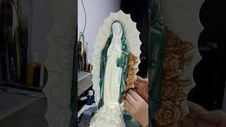 Virgen de Guadalupe  flores envejecido enriquecido y vestido con translúcidos parciales Parte 2 [upl. by Aitnwahs]