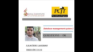 Question 01 Set 02  Database Management System  Java Institute [upl. by Tapes822]