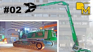 Mean green giant excavator Liebherr R960 high reach excavator crushing office building [upl. by Noryahs187]