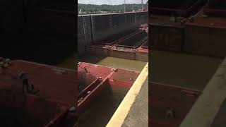 Meldahl Dam connecting Barge through small Lock [upl. by Asilram]