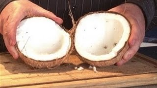 How to crack open a fresh coconut quickly and easily with tools that everybody owns [upl. by Nivert]