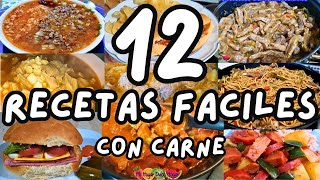 ✅12 RECETAS FACILES CON CARNE🥩parati mihogardulcehogar recetassincarne menusemanal recetas [upl. by Aihsema]