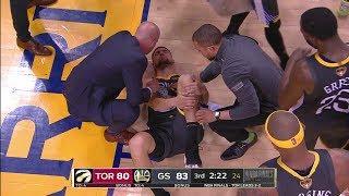 Klay Thompson LEG INJURY Torn ACL  Game 6  Raptors vs Warriors  2019 NBA Finals [upl. by Leonelle]