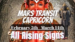 Mars transit Capricorn on February 5thMarch 14th  All Rising Signs [upl. by Bride504]