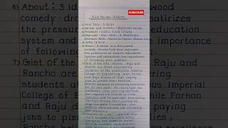 3 Idiots film review 2024 film review writing class 12th in english shorts 3iditos filmreview [upl. by Cowley368]