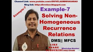 Example7 Solving NonHomogeneous Recurrence Relation  Solving Recurrence Relations  MFCS  DMS [upl. by Pedroza]