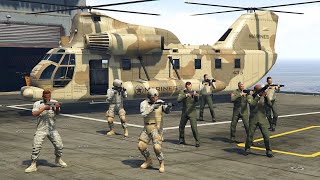 US Army Zombie Defense on Aircraft Carrier  GTA 5 NPC Wars [upl. by Adnaram784]