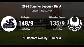 2024 Summer League  Div A KC Raptors vs Millennium Falcons [upl. by Nirtak908]