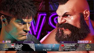 Street Fighter 6  Ryu Online Ranked Match 17 Against Zangief Modern Control Type Opponent [upl. by Beilul]