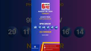 PCSO Lotto Results August 6 2024 lottoresulttoday lottoresult PCSO pcsolottoresults swertres [upl. by Bohman819]