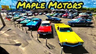 American Muscle Car Lot Inventory Walk 8723 Maple Motors Classic Hotrods Oldschool USA New Update [upl. by Yoral]