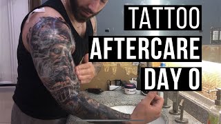 How To Treat A New Tattoo Healing ProcessAftercare DAY 0  FRESH [upl. by Meredi659]