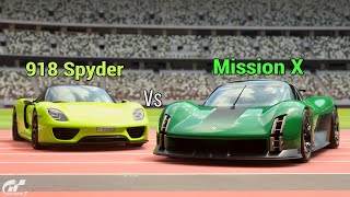 Gran Turismo 7  Porsche 918 Spyder Vs Mission X  V8 Engine Hybrid amp EV PS5Pro [upl. by Ida]