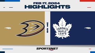 NHL Highlights  Ducks vs Maple Leafs  February 17 2024 [upl. by Nalak]