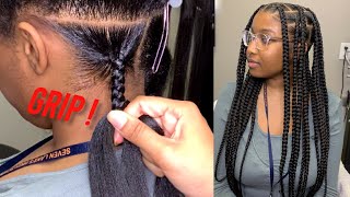 Flat Large knotless braids  details and tips for beginners [upl. by Tnirb]