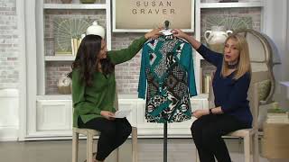 Susan Graver Printed Liquid Knit Vest Set with Back Buttons on QVC [upl. by Robyn]