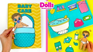 PAPER DOLLS HOUSE BABY CARE QUIET BOOK DIY amp STEP BY STEP TUTORIAL [upl. by Bowles]